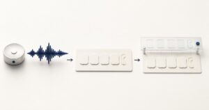 1文の音声を書き取り、スクリプトと照合して未確認箇所を1つ残す流れ