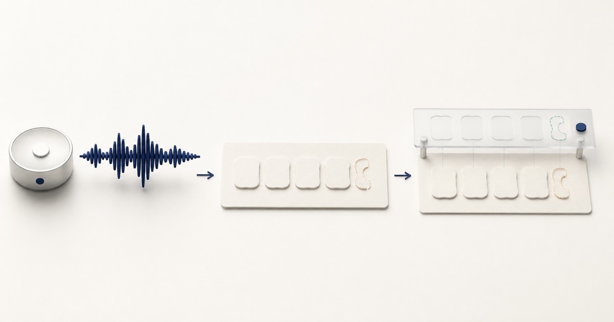 1文の音声を書き取り、スクリプトと照合して未確認箇所を1つ残す流れ